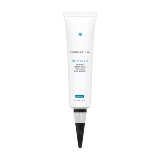 SkinCeuticals Retinol 0,5 Storlek: 30 ml Hudtyp: Blandhud, fet, normal, torr Hudtillstånd: Förstorade porer, linjer, ojämn hudstruktur, pigmenteringar, orenheter Retinol 0,5 är en nattkräm med rent, stabilt retinol som effektivt minskar linjer, pigmenteringar och förstorade porer. Den stimulerar cellförnyelsen, jämnar ut hudstrukturen och lugnar samtidigt huden med lätt återfuktning. 0,5 % rent retinol Minskar synliga solskador Sammandrar porer